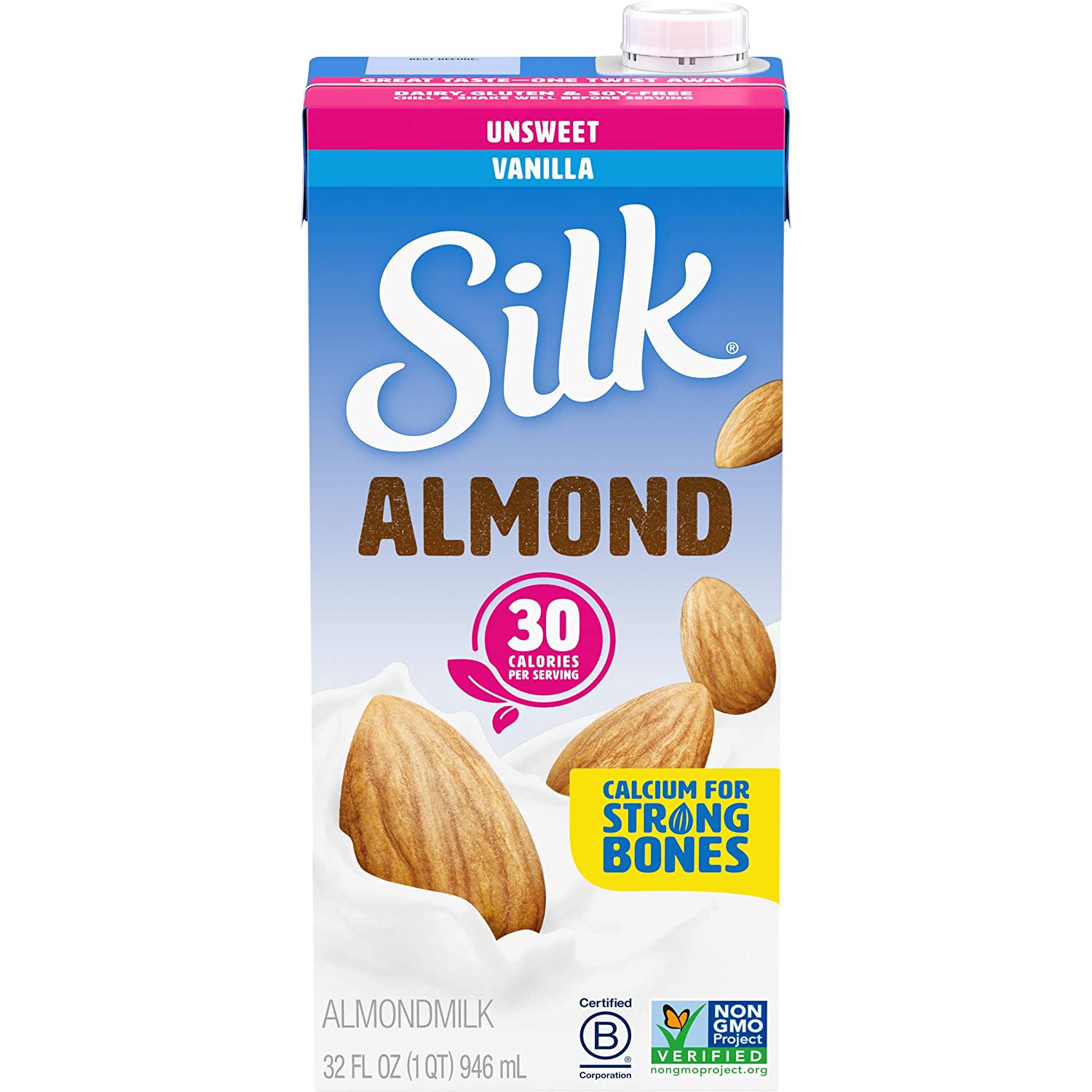 Silk Pure Almond Vanilla Unsweetened 32oz